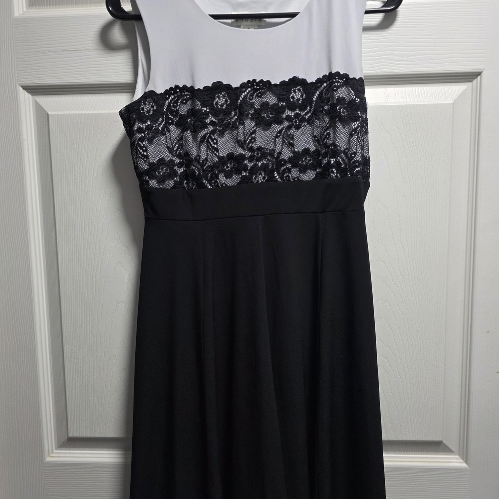 Enfocus Studio Black and White Strapless Lace Bodice Dress